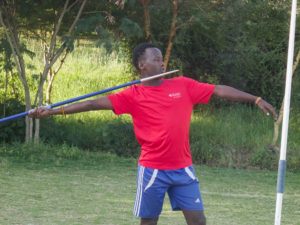 Kayiok practicing the Javelin